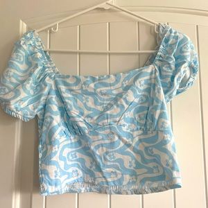 Blue and White Pacsun Crop top